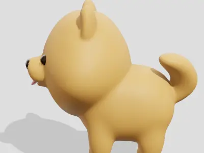 Cute Pomeranian dog  Low-poly 3D model