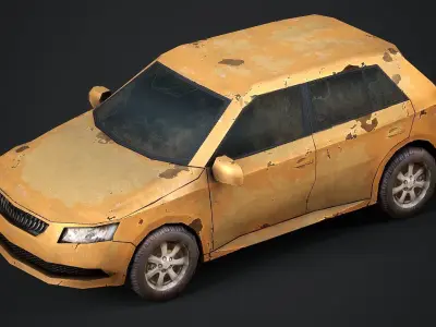 Abandoned Modern Car - Low Poly Game Ready Low-poly 3D model