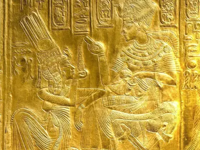 Gold relief of Tutankhamun-Ancient Egypt Low-poly 3D model