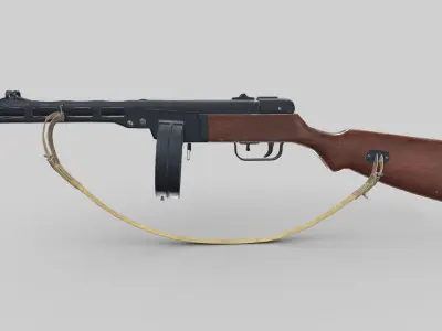 PPSH 41 Low-poly PBR Free low-poly 3D model