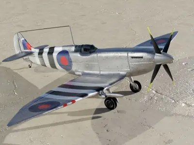 Spitfire Hf mk VII Game and Subdivision ready Free low-poly 3D model