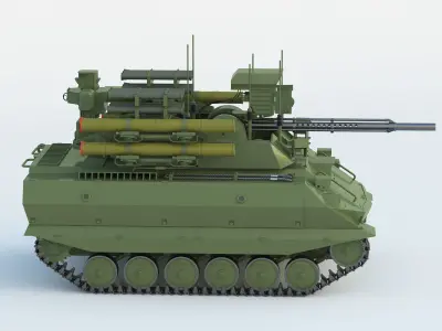 Uran-9 armored vehicle with machine gun 3D model