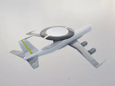 E-3B Style AWACS Radar Plane - Custom 1950s Modernized Jet Low-poly 3D model