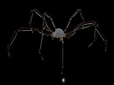 Mechanical Spider rigged and fully animated 3D model