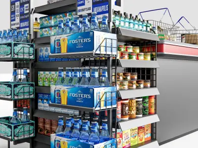 Supermarket Shop Store Elements checkout 2 3D model