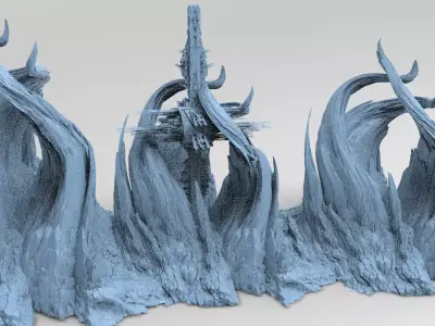 Spiral Mountain Structures 3D model