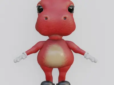 Cute cartoon rigged red hippo Free 3D model