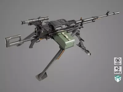 Machine Guns 05 All PBR Unity UE Textures Included Low-poly 3D model