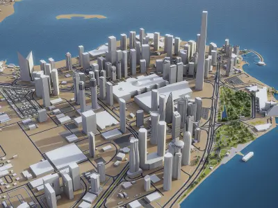 Doha - West Bay Low-poly 3D model