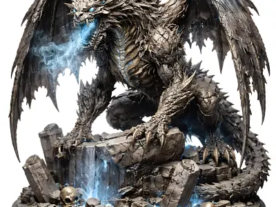 Dragon Tharvoryx the Ruinbound  Dark Fantasy Dragon STL  3D print model