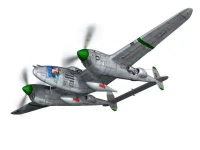 Lockheed P-38 Lightning Shadys Lady 3D model