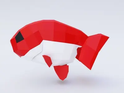 Ranchu goldfish low poly 3d model  Low-poly 3D model