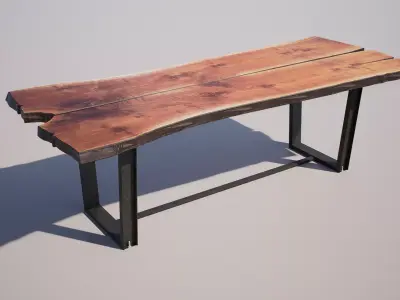 Rustic Live Edge Desk Table 5 Modern Organic Furniture 3D Model Low-poly 3D model