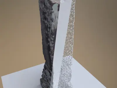 Scanned Pillar Old Damaged for Rendering and Games Low-poly 3D model