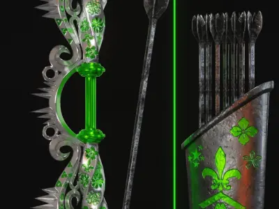 Archer Weapon - Bow Low-poly 3D model textured Low-poly 3D model
