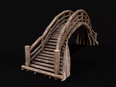 Wood Log Bridge Low-poly 3D model