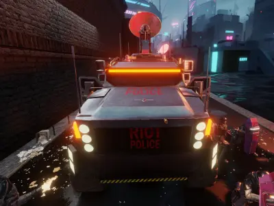 Armored Riot Truck - Sci-Fi Military Vehicle w Detailed Interior Low-poly 3D model