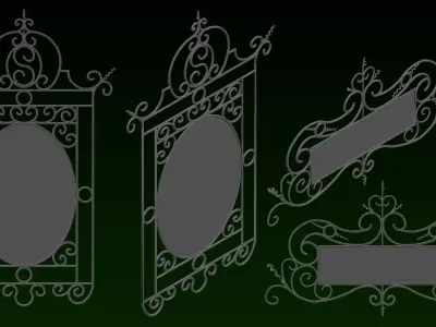 20 medival enseignes base mesh 3D model