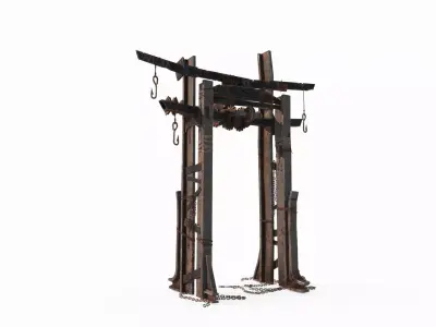 A post-apocalyptic style torii gate 3D model