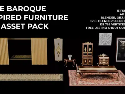 FREE baroque-inspired furniture asset pack Free 3D model