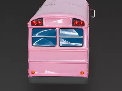 Pastel Pink School Bus 3D Model Low-poly 3D model