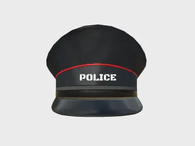 Police Cap 09 Black Red - Military Character Design Fashion Low-poly 3D model