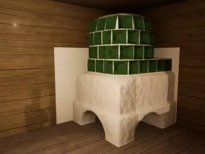 Late medieval tiled stove Low-poly 3D model