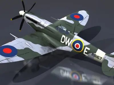 SPITFIRE MK XIV 610th Squadron Low-poly 3D model