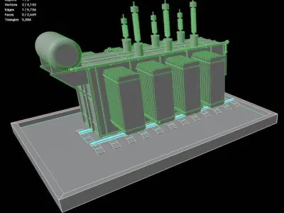 High voltage transformer 3D model