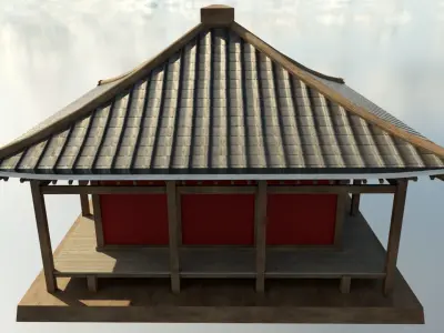 Asian Dojo Low-poly 3D model