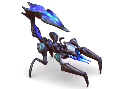 Blue alien UFO mutant scorpion Low-poly 3D model