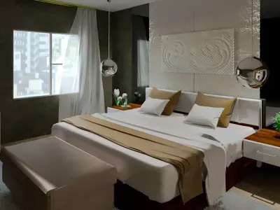 bedroom modern with furniture Free 3D model