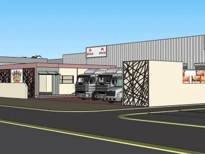 Commercial Retail Complex with Fuel Station A80 3D model