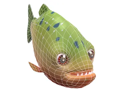 Red Piranha Animated Fish  Low-poly 3D model