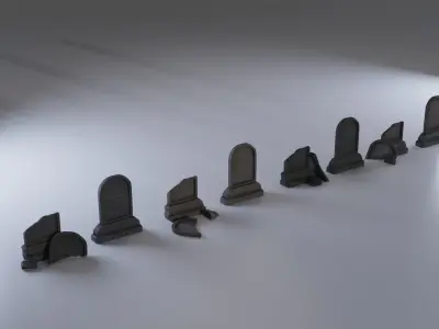 Hand Sculpted cemetery gravestones part 7 Low-poly 3D model