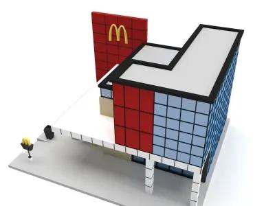 3D Low Poly McDonalds Building Low-poly 3D model