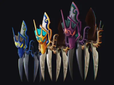 Claw Hand Dragon Face Claws Glove Blade Cutting Edged Wedge Low-poly 3D model