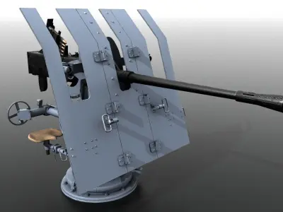 German 37mm FLAK 42 Low-poly 3D model
