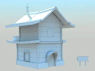 Medieval Little House Low-poly 3D model