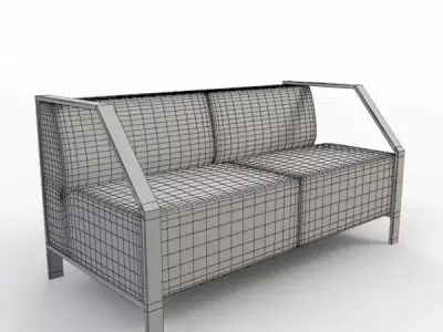 Sofa with stainless steel legs Free 3D model
