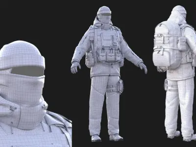 Military Winter Outfit  Low-poly 3D model