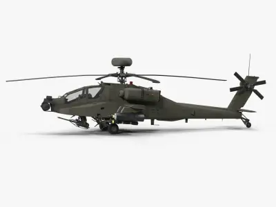 AH64E Apache Longbow Helicopter Green Low-poly 3D model