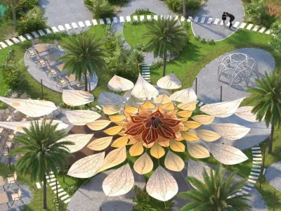 Pavillon shade sun-flower Low-poly 3D model  Low-poly 3D model