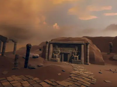 Low Poly Ruined Desert environment Low-poly 3D model