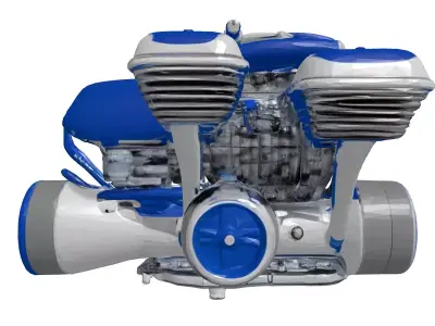 Chrome Hoverbike Engine 3D Model 3D model