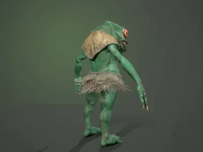 Gecko warrior  Low-poly 3D model