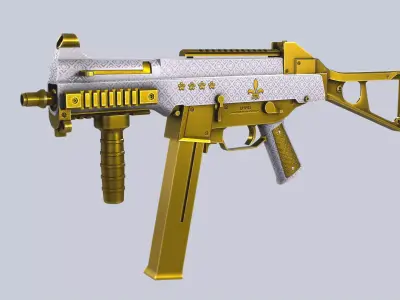 Royal Gold UMP45 Low-poly 3D model
