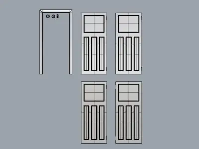 Dolls House Internal Door 1930s Mid-Century Miniature 3D print model