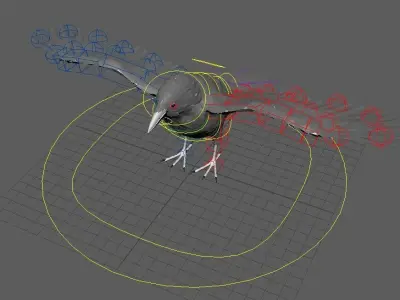 Raven Black Crow Rigged Low-poly 3D model