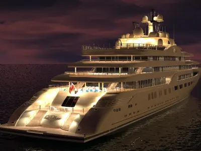 Dilbar Superyacht Night Scene 3D model
